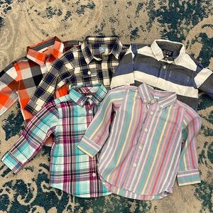 Lot of 5 boys button down shirts, size 18-24 months. Super cute!